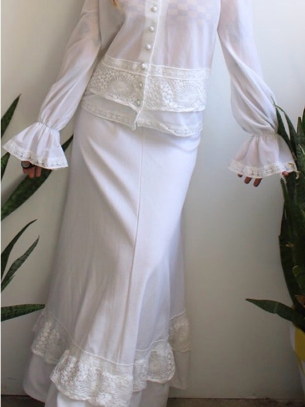 ✨ STUNNING Vintage 1960s/1970s West-Set California White Prairie Co-Ord Set ✨ - Picture 3 of 6